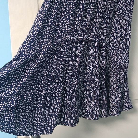 ANTHROPOLOGIE Navy Pin Dot Tiered Dress small - Picture 6 of 12